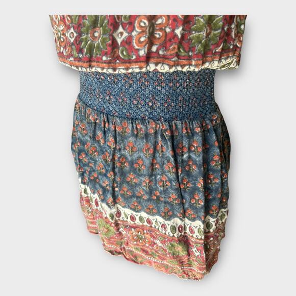 Faherty Bemini Kapu Beach Print Dress Smocked Waist Mini Boho Womens Size Small - Picture 7 of 10